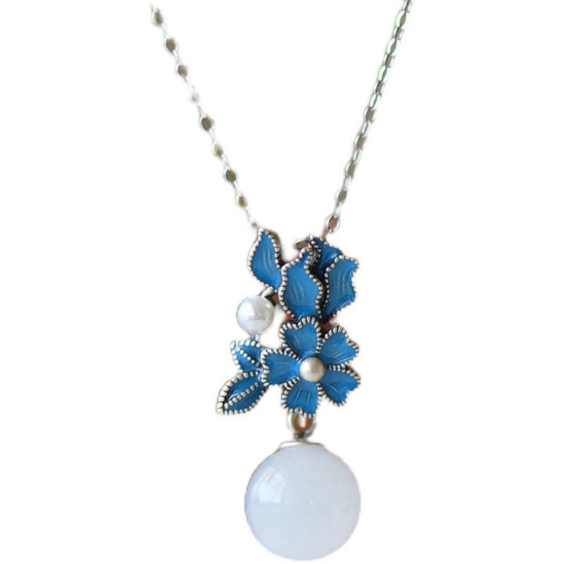 Wholesale Preserved Flower Flower Imitation Natural Hetian Jade Necklaces Set